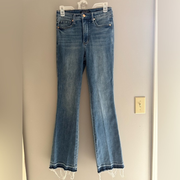 Judy Blue Womens High Waist Slim Boot Cut Jeans SZ 5/27 Raw Hem Light Wash - Picture 1 of 9